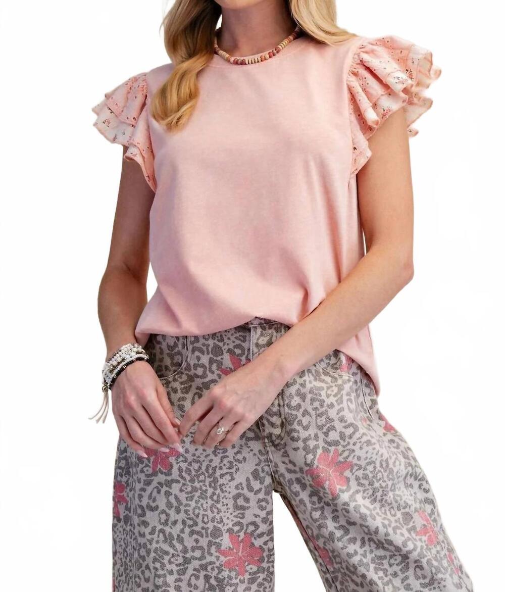 NEW EASEL double wing short sleeve shirt in coral
